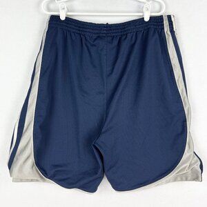 Adidas Men's Navy Blue Athletic Shorts With Silver Stripes & Mesh Size XL